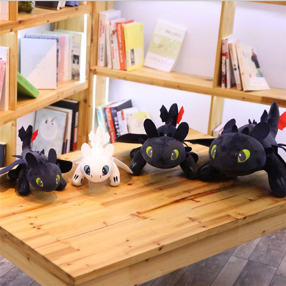 Needway  Toothless Plush Toy Hadiah Anak Karakter Anime Putih Boneka Boneka Hitam