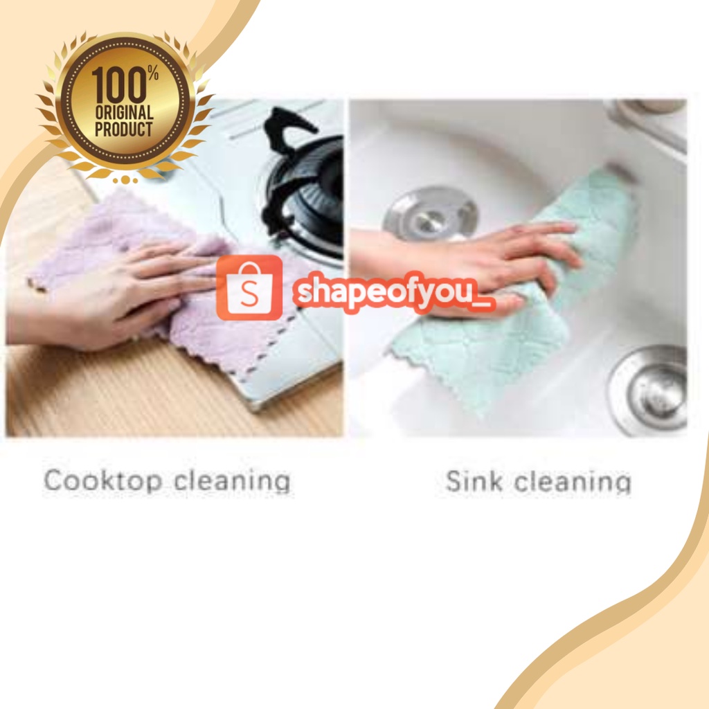 Kain Lap Meja Piring Microfiber Serbaguna Anti Minyak - 25 X 14 CM Pembersih Minyak Peralatan Dpaun Kain Bahan Microfiber Mudah Dicuci