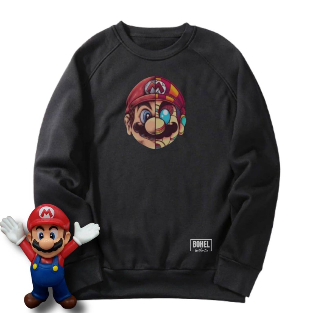 ((BAYAR DITEMPAT)) BIGSIZE M-3XL ORIGINAL SWEATER WANITA CREWNECK MARIO jaket distro/sweater pri