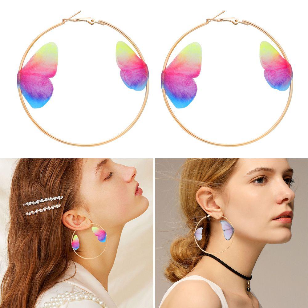 Lily Anting Kupu-Kupu Ganda Fashion Wanita Gadis Perhiasan Ear Hoop