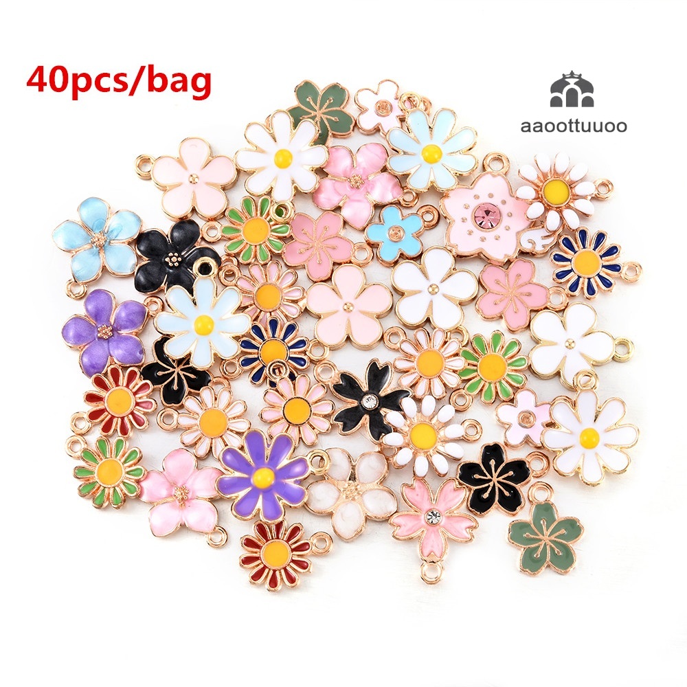 40Pcs Trendy Daisy Flowers Alloy Charms Lovely DIY Animal Pendant Handmade Jewelry For Necklace Bracelet