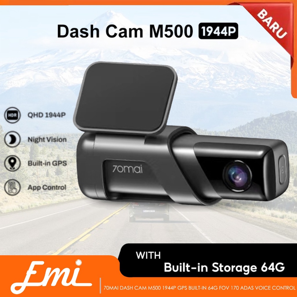 70mai Dash Cam M500 1944P GPS Built-in 64G FOV 170 ADAS Voice Control
