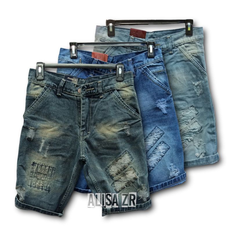 CELANA PENDEK PRIA JEANS SOBEK DISTRO