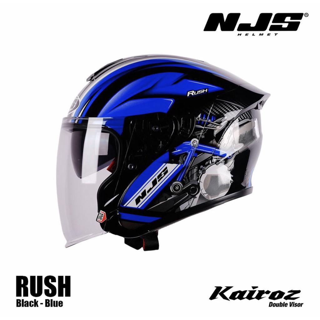 HELM NJS KAIROZ MOTIF RUSH DOBLE VISOR HELM HALF FACE-7