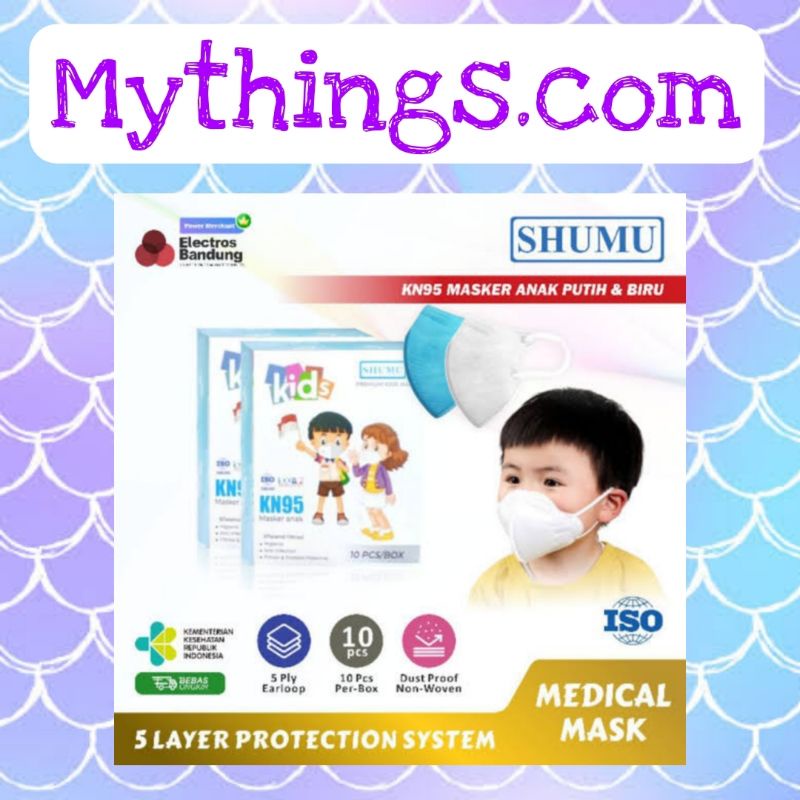 Masker Anak KN95 SHUMU Kids KN-95 5 Ply 1 Box isi 10pcs disposable mask BEST SELLER