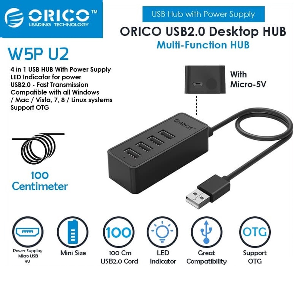 USB Hub Orico W5P U2 100Cm USB 2.0 4 Port USB HUB Orico