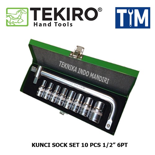 TEKIRO Sock Set 10 PCS 1/2&quot; 6PT Box Kaleng