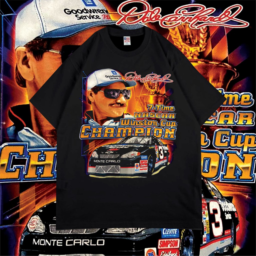 NASCAR WINSTON CUP CHAMPION BLACK  VINTAGE TEE BOOTLEG - PREMIUM KAOS