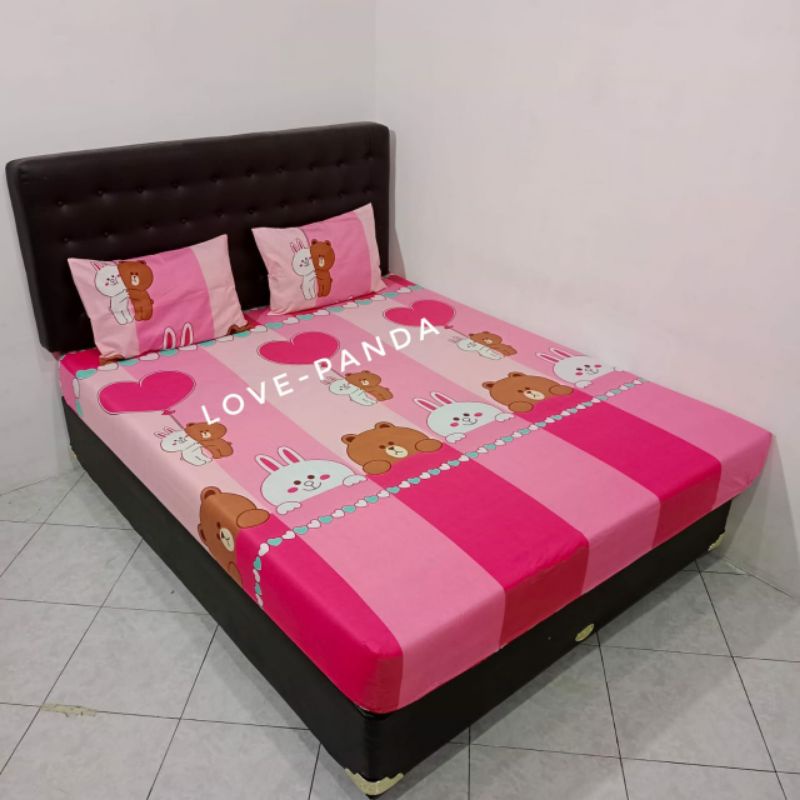 Sprei homemade Salsabila Vanessa Love love Love panda Bulan bintang Pink hellokitty