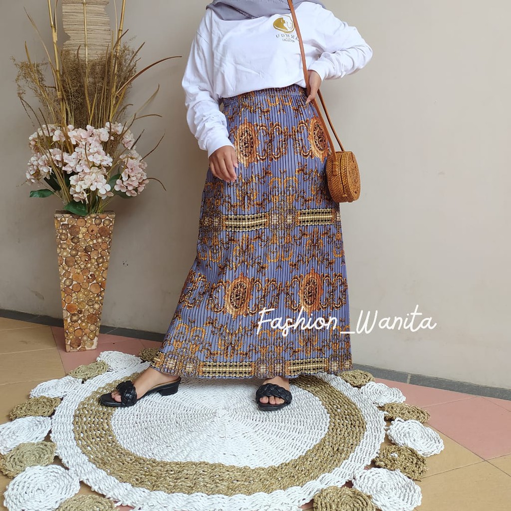 (BISA COD) BAWAHAN MUSLIM WANITA / ROK PLISKET MOTIF SULTAN