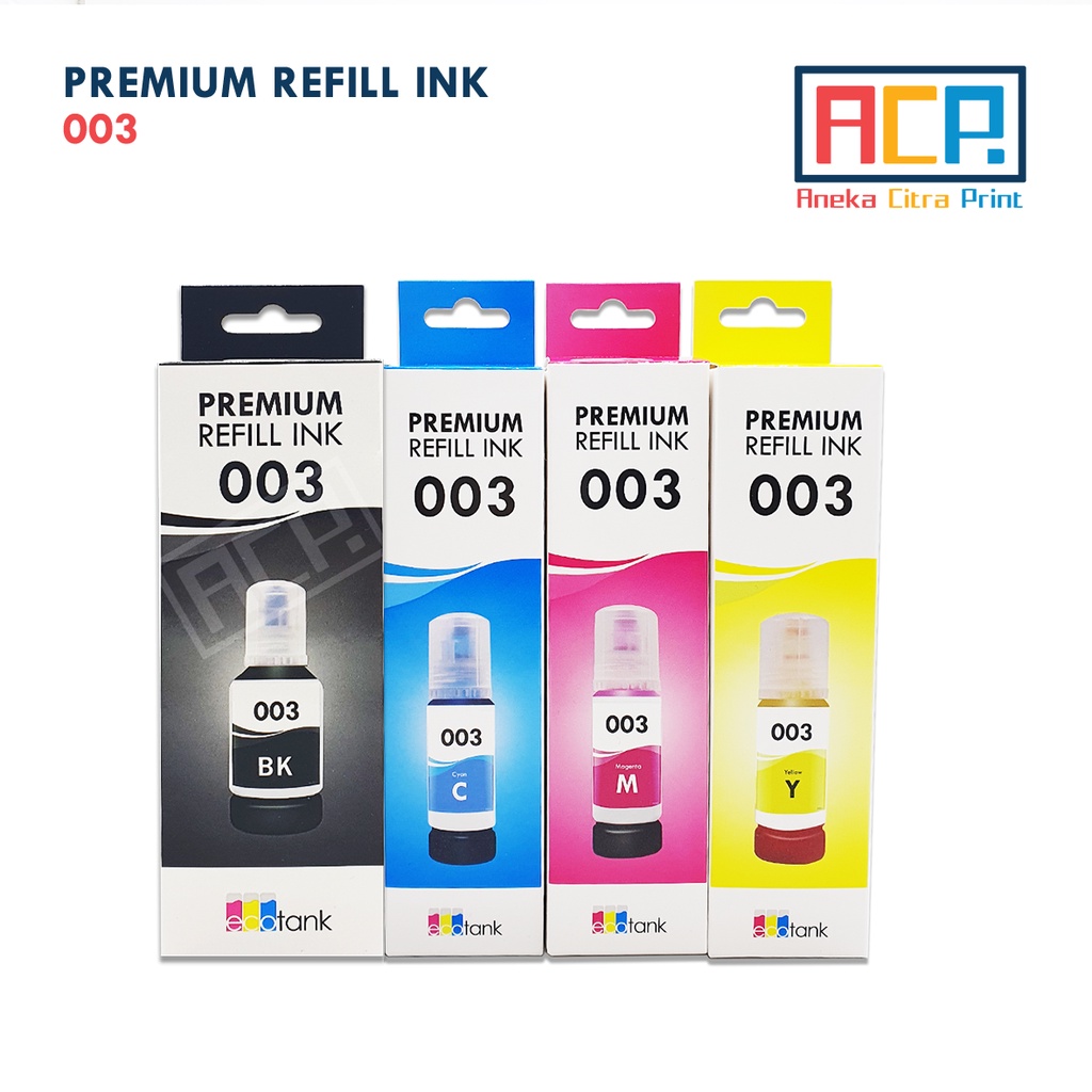 ACP Premium Refill Ink 003 SET - Tinta Dye Epson L1110 L3110 L3116 L3150 L5190 - Black 140 ML