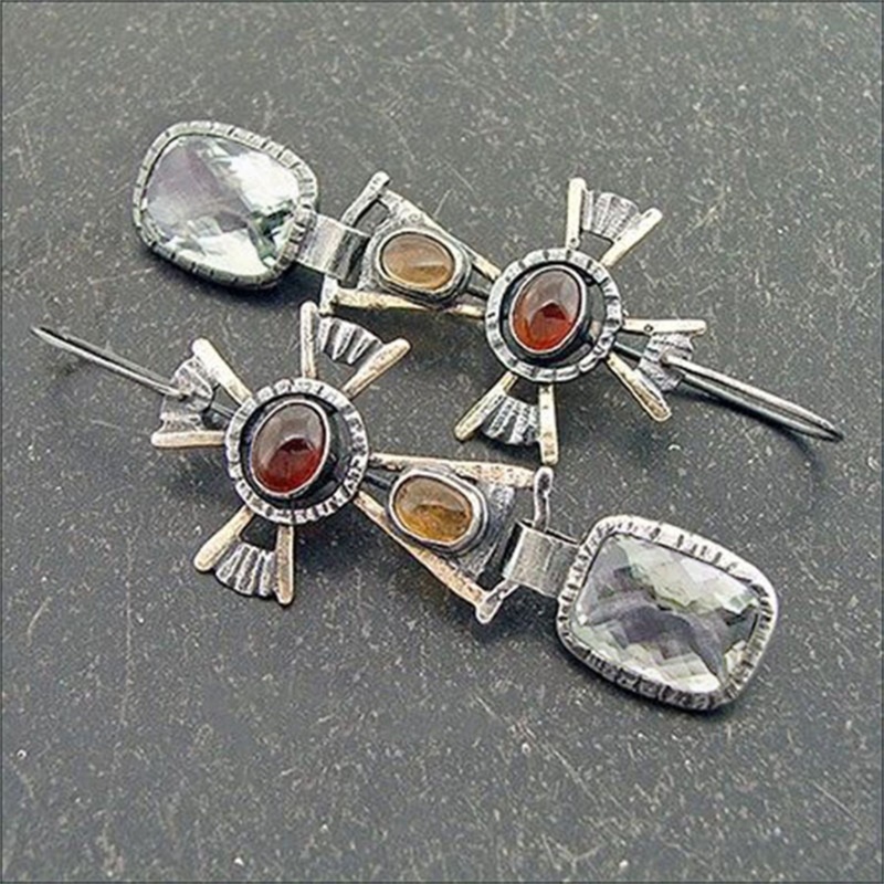Anting Liontin Batu Penyembuhan Gaya Vintage Untuk Wanita