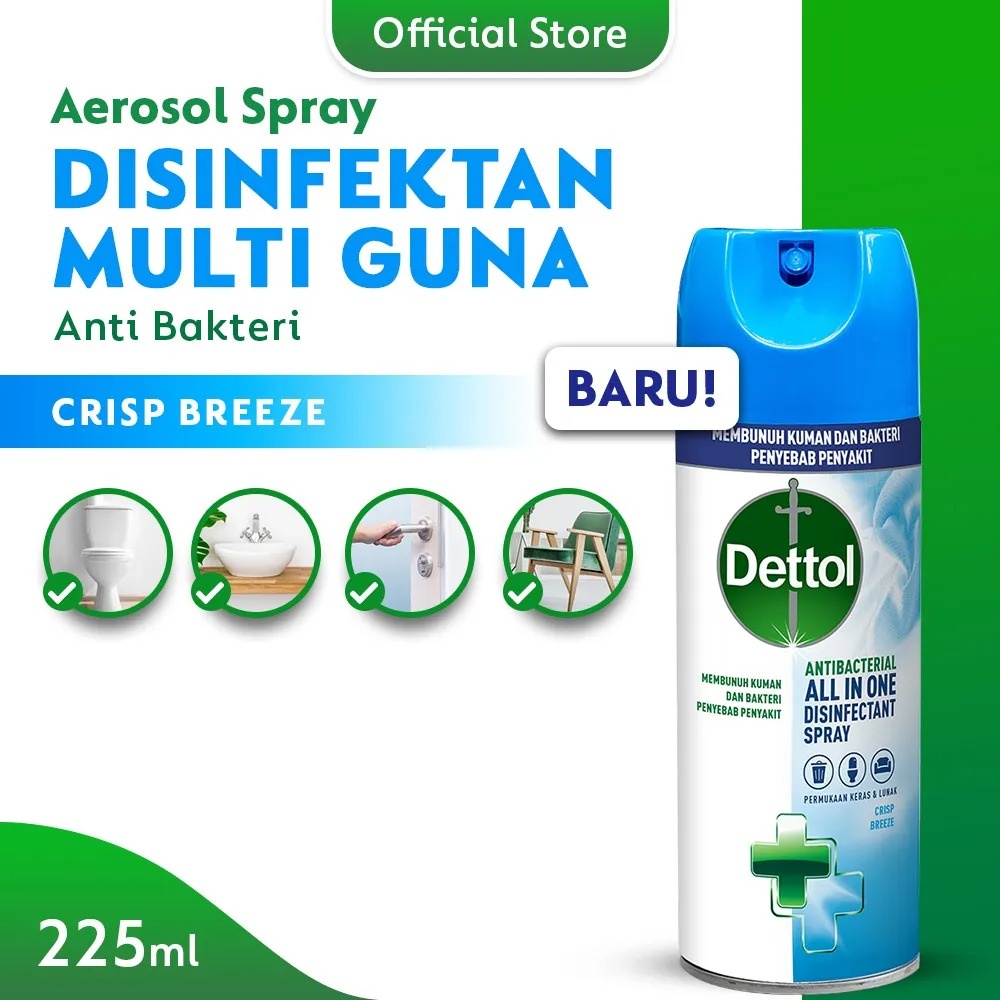 Dettol Morning Dew Disinfectant Spray Dettol Crisp Breeze  225 mL / 450 mL Kill 99,9% Germs