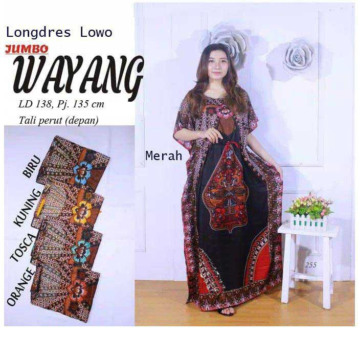 Grosir Longdres Batik Lowo Jumbo Wayang Daster Batik Pekalongan ld 130 murah
