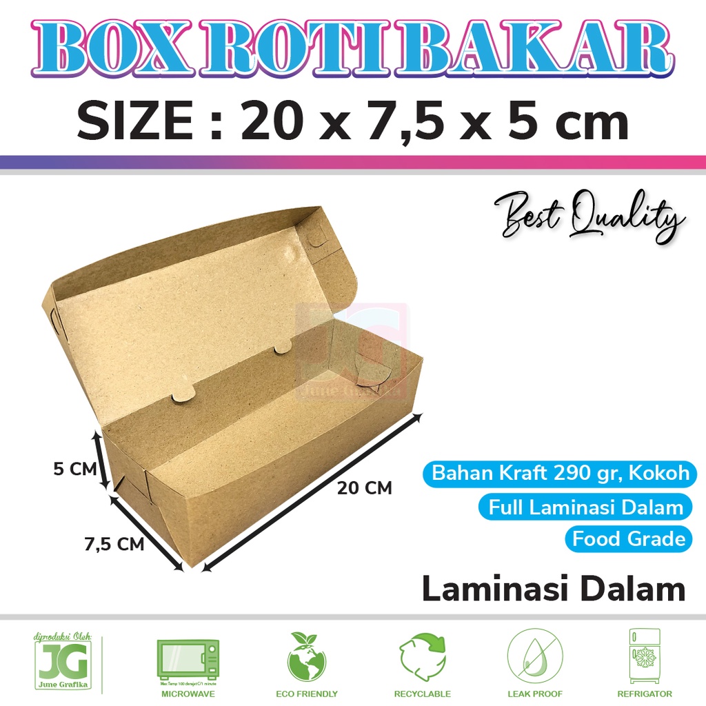 

RB Dus Box Roti Bakar/Kotak Kue Ukuran 20/Dus Bolu Brownies/Pisang Nugget (Isi 50 Pcs)