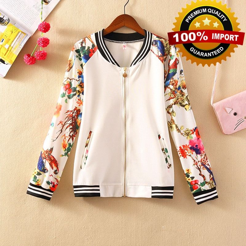 Jaket Import Wanita Baseball Bahan Tebal Original High Quality Motif