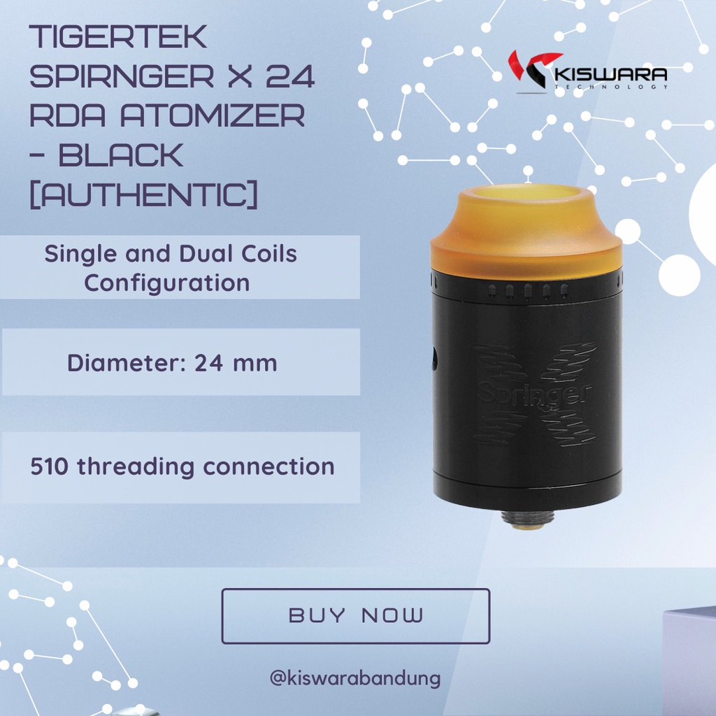 Tigertek Spirnger X 24 RDA Atomizer - BLACK [Authentic] KiswaraBandung