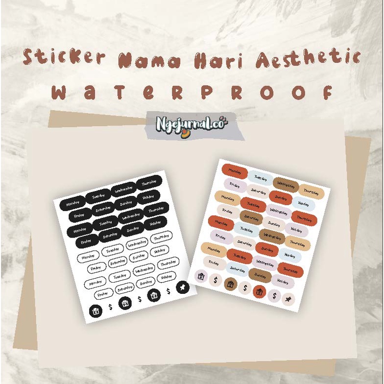 

1 lembar Sticker Nama Hari Aesthetic Multifungsi Waterproof/Anti Air