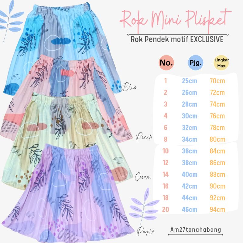 Rok Plisket Anak Cewek 1-12 tahun Pleated Mini Skirt EXCLUSIVE