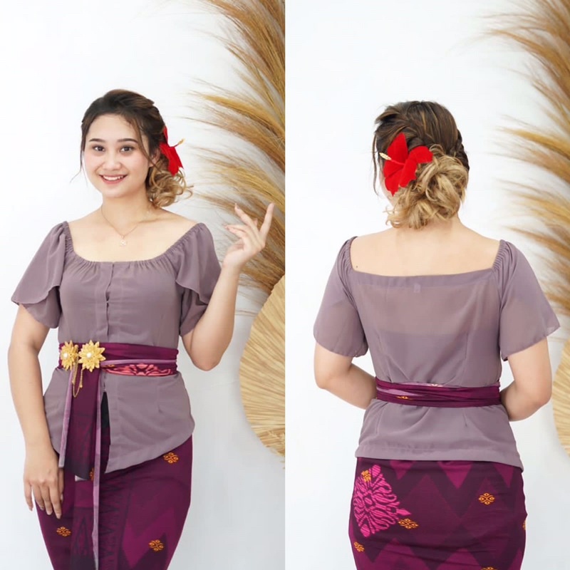 kebaya sifon polos lengan lilit