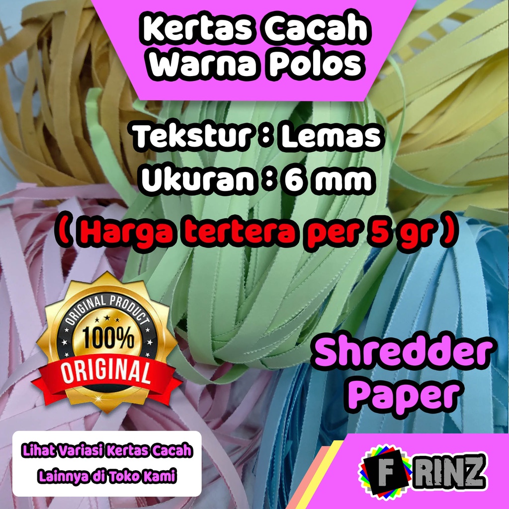 

Kertas Cacah ~ Permukaan Polos Bahan Lemas / Kertas Serut Polosan / Shredder Paper / Isian Hampers