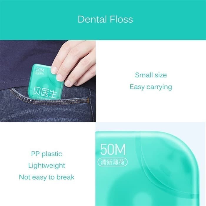 Doctor Bei Dental Floss Teeth Flossing 50M/Roll Benang Gigi