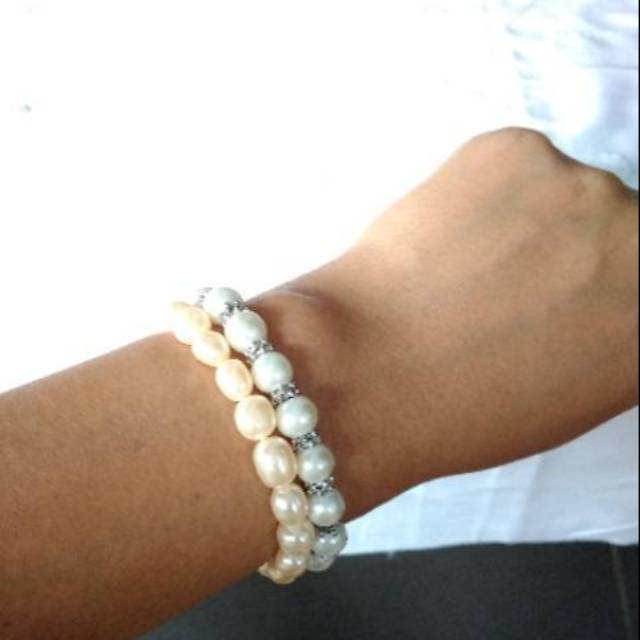 Gelang Mutiara Imitasi kuning atau putih 10 pcs