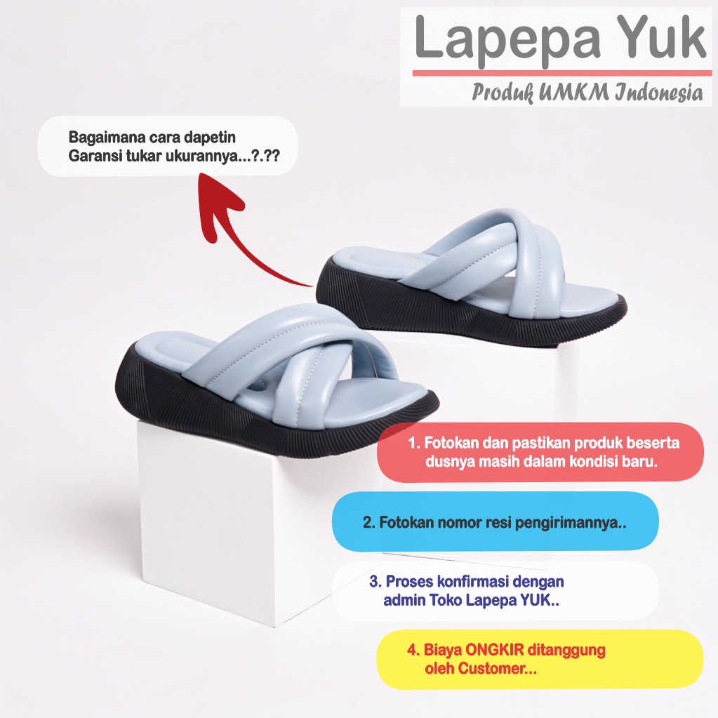 LAPEPA YUK - Sandal Platform Anak Perempuan Usia 2 sampai 10 Tahun NADHIRA KIDS  Sendal Anak cewek Wedges Wanita Empuk Model Silang Warna LIGHT BLUE Biru Soft cewe Slop Usia Umur 3 4 5 6 7 8 9 thn Tahun Premium Ori Original Mall Official Store