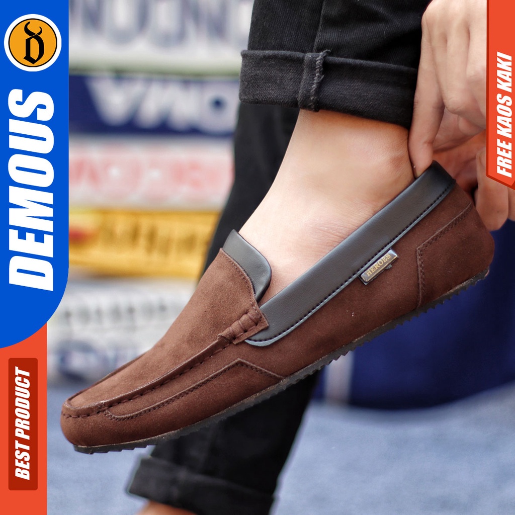 Sepatu Slip On Pria Sepatu Casual Pria Kulit Suede Kerja Kantor Kuliah Kondangan Sepatu Slop Pria Sepatu Hitam Pria DEMOUS KILIAN