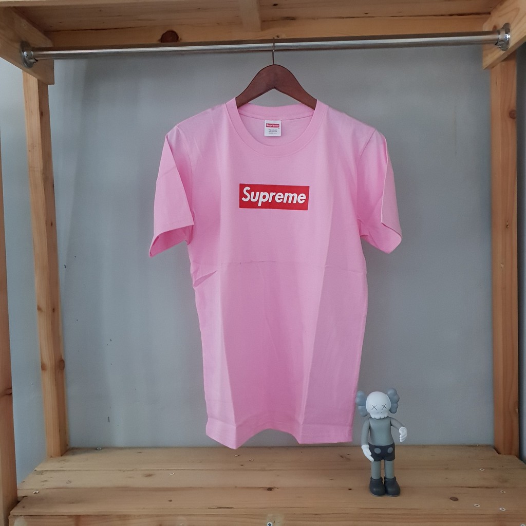 KAOS / TSHIRT / BAJU SUPREME PINK LOGO BOX RED PREMIUM