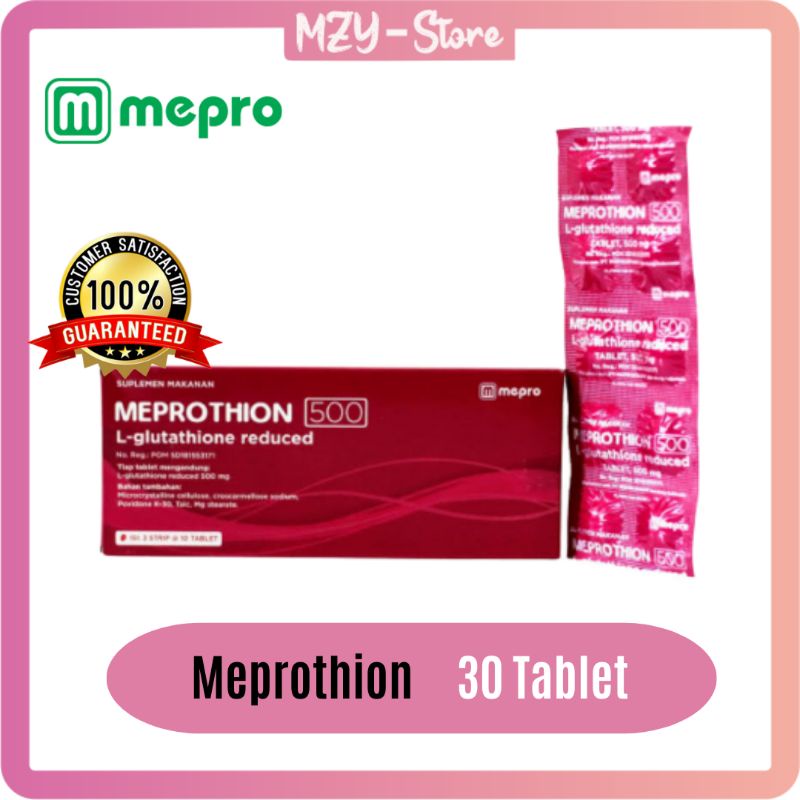 Meprothion L-Glutathion 500 Mg Tablet Suplemen Makanan Membantu Mencerahkan Kulit Suplemen Pemutih dan Kulit Glowing