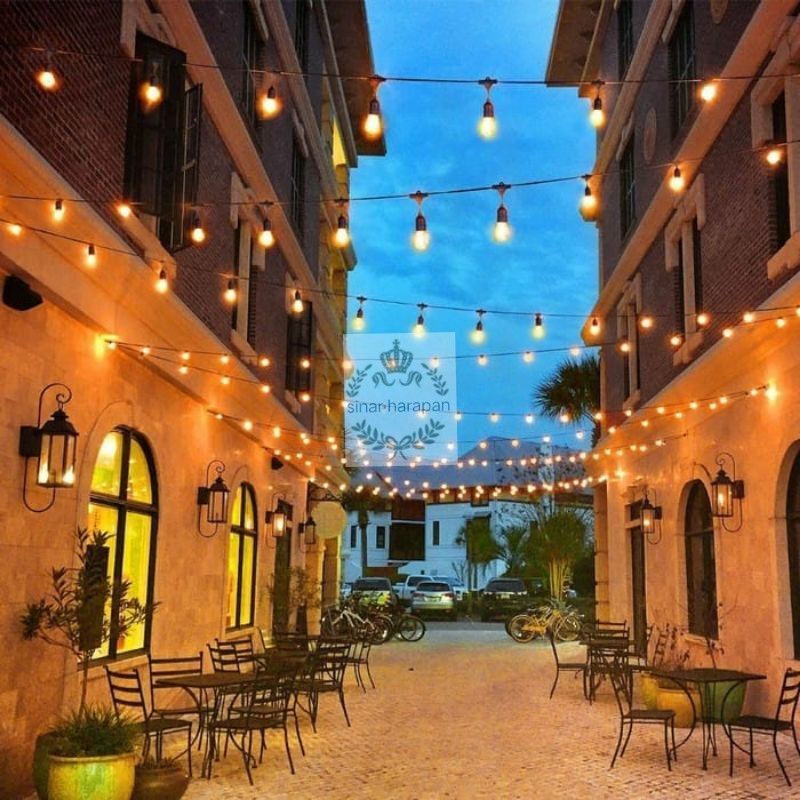 kabel Fitting Outdoor 10Meter 10Fitting Gantung Lampu Cafe
