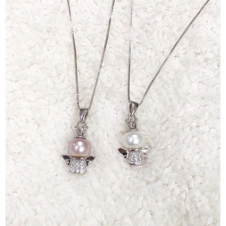 Kalung Mutiara Air Tawar Angel Pendant Sterling Silver Free Chain Necklace