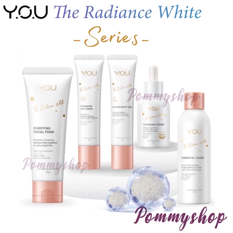 Kosmetik You Radiance White Series Paket (Day Cream/Night Gel/Nourishing Serum /Facial Foam/Toner)