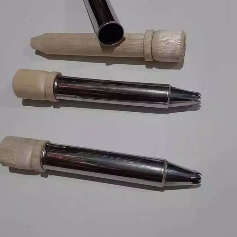 Cetakan Kue Semprit Dorong / Spuit Stainless Dorong Kayu