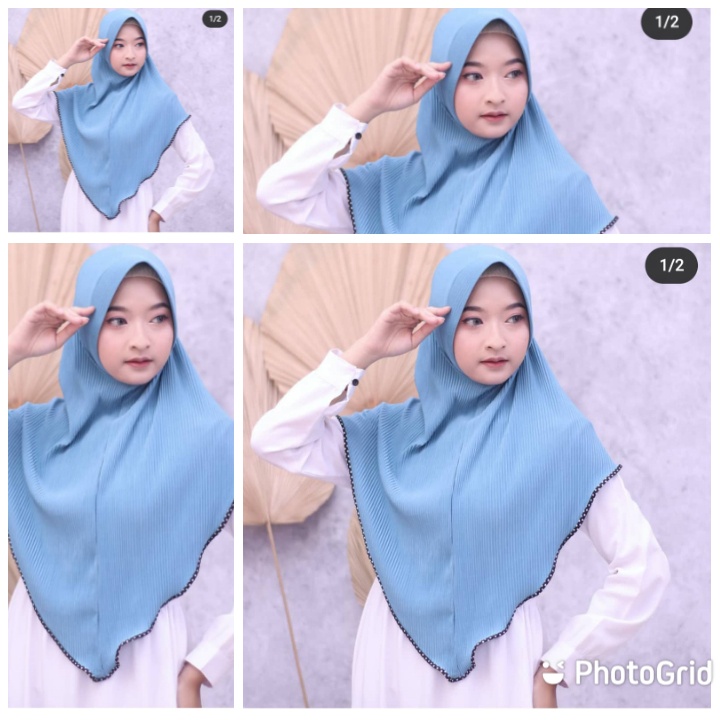 HIJAB PLISKET LIST POLKADOT HIJAB INSTAN