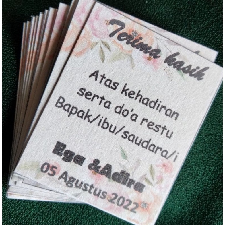 kartu ucapan tanda terima kasih pakai nama / kartu tanda terimakasih pake nama / kartu ucapan nikah 