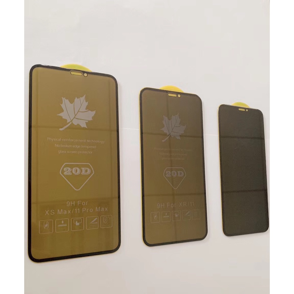 Pelindung Layar Tempered Glass 20d Motif Daun Maple Untuk Iphone 12 / 12pro / 12mini / 12promax / Xs / Xr / X Max / 7p / 6 / 7 / 8