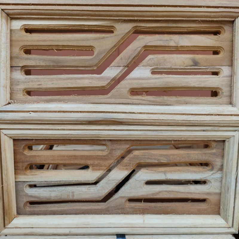 Loster Kayu Jati Jepara Motif Garis Minimalis Ventilasi Kusen Pintu Jendela Utama-3