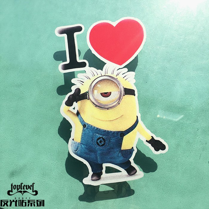 Stiker Decal Mobil Motif Tulisan I Love Minionsgambar Kartun Warna Hitamputih