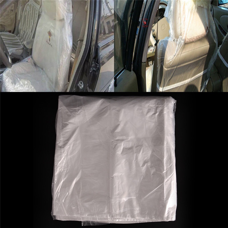 (LUCKID) 10pcs Cover Pelindung Jok Mobil Sekali Pakai Bahan Plastik