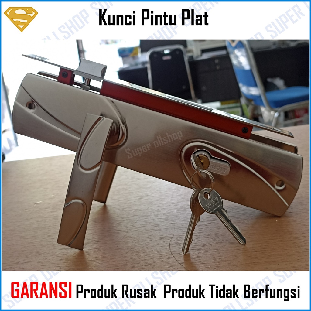 Kunci Pintu Besar Plat Putih Kuning Panjang 25 cm / Handel Pintu Besar Plat / Handle Pintu Rumah Besar / Slot Kunci Pintu Rumah Murah