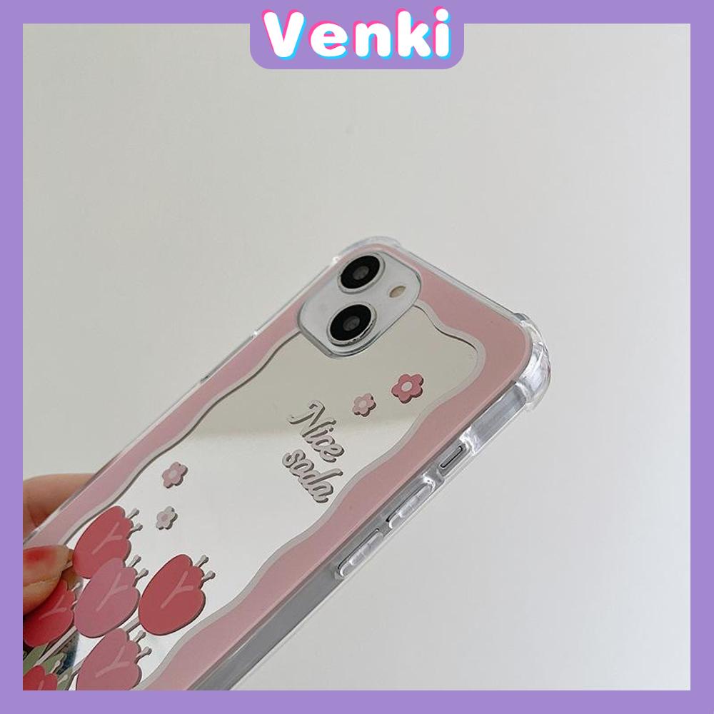 iPhone Case Acrylic HD Mirror Laser Airbag Shockproof Protection Camera Cute Pink Rose Flower Compatible For iPhone 11 iPhone 13 Pro Max iPhone 12 Pro Max iPhone 7 Plus iPhone xr