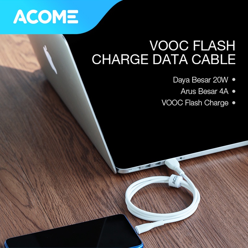 ACOME Kabel Micro USB Support OPPO VOOC Fast Charging Arus Maksimal 4A Support VOOC Garansi Resmi 1 Tahun AVM-010