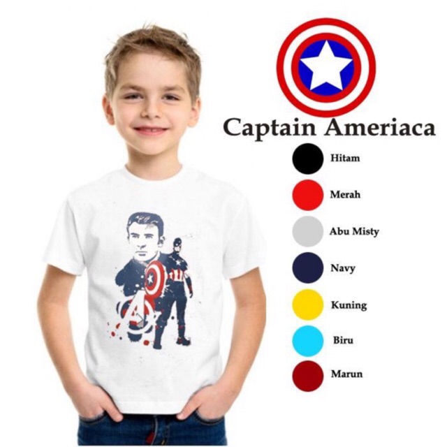 TERMURAH KAOS  ANAK  LAKI LAKI TEMA CAPTAIN  AMERICA  