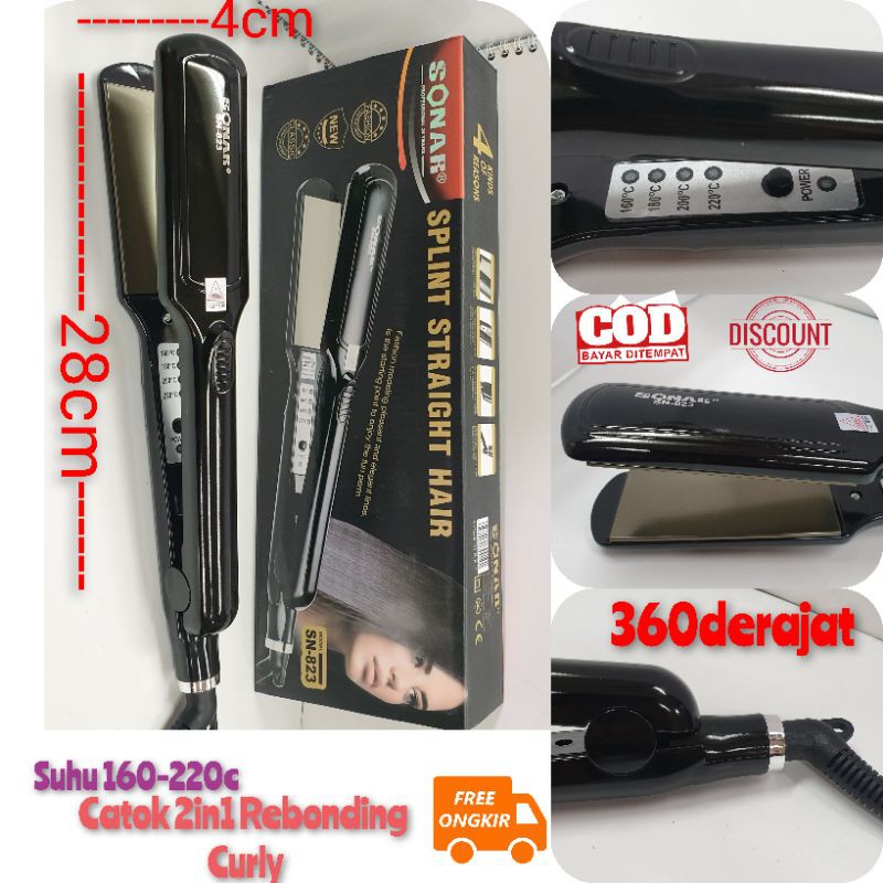 Catokan Rambut 2in1 Rebonding Lurus Curly Keriting Sonar sn 823 alat catok suhu panas Murah bagus