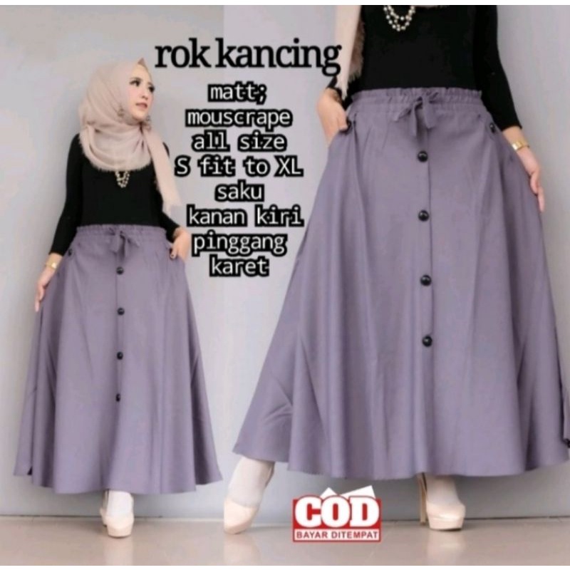 ROK PANJANG PAYUNG WANITA ROK KANCING DEPAN WANITA BAHAN MOSRAPE BAWAHAN WANITA