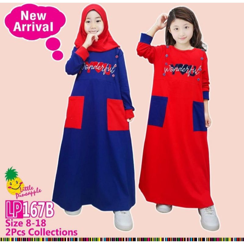 Gamis anak perempuan little pineapple 6-10 th/gamis original/gamis anak branded