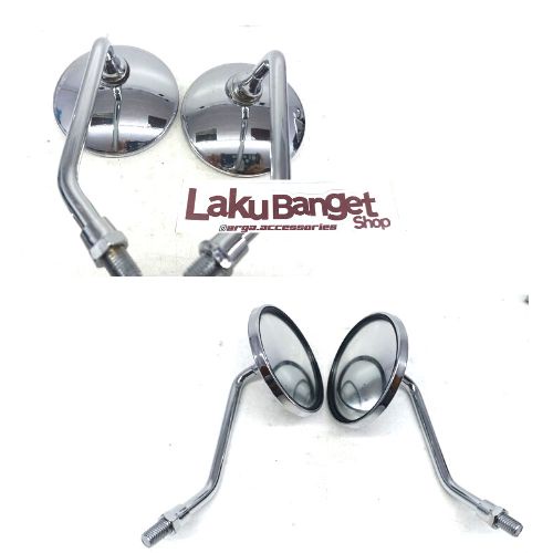 Spion Bulat Retro Cembung Crome Pendek dan medium Fazzio