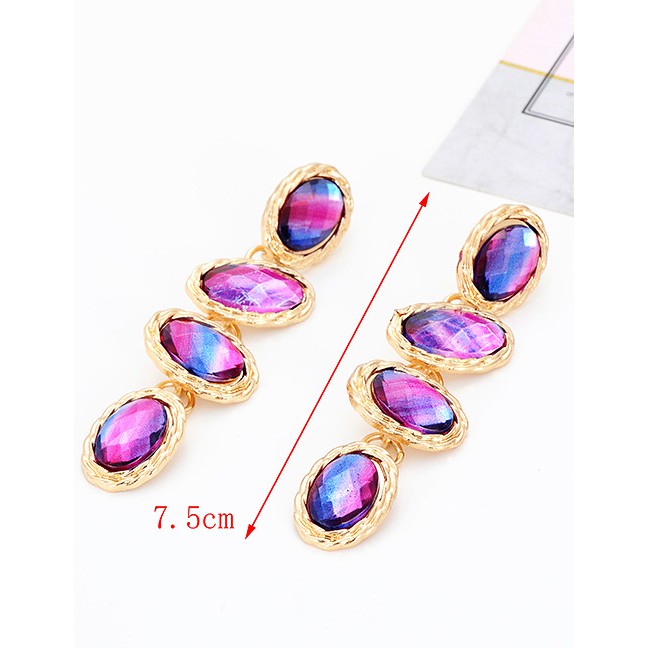 LRC Anting Tusuk Fashion Oval Shape Decorated Earrings E86043